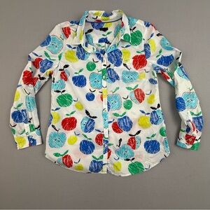 Talbots Shirt Women's Medium Long Sleeve Button Down Apple Print Top